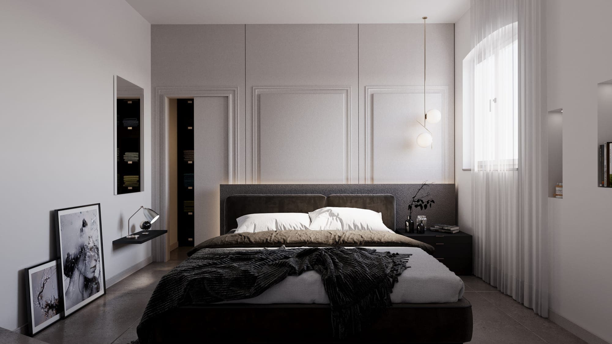 Camera da letto con palette naturale